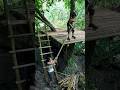 Beautiful girl builds house high up #songtrencay #treehouse #bamboo