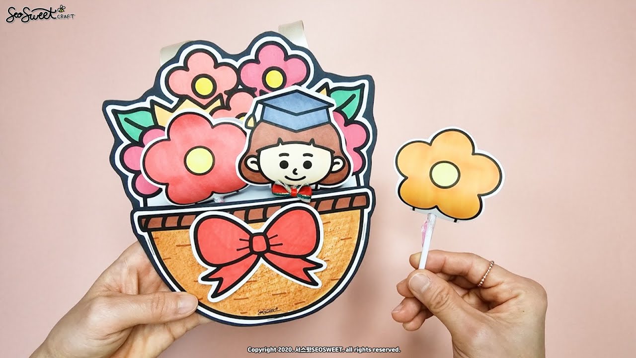 SEOSWEET CRAFT 232 flower basket|사탕 꽃바구니 만들기|졸업|수료|자료|미술|무료도안|도안나눔|어린이집 ...