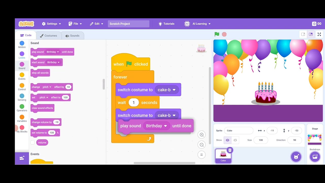 How to Make a Happy Birthday Game in Scratch 🎂🎉 | Scratch Coding ...
