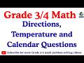 Directions, Temperature and Calendar Questions | Grade 3 & Grade 4 Math