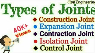 Expansion Joint | Construction Joint | Contraction Joint | Control Joint | Isolation Joint