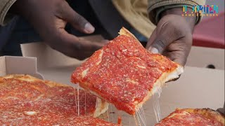 New York Sicilian pizza at L&B Spumoni Gardens. Quality pizza but you have to try the dessert!