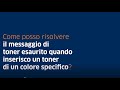 Come posso risolvere messaggio di toner esaurito quando inserisco un toner di un colore specifico?