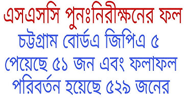 এসএসসি পুনঃনিরীক্ষণ এর ফল চট্টগ্রাম বোর্ড । SSC Rescrutiny result 2018 published