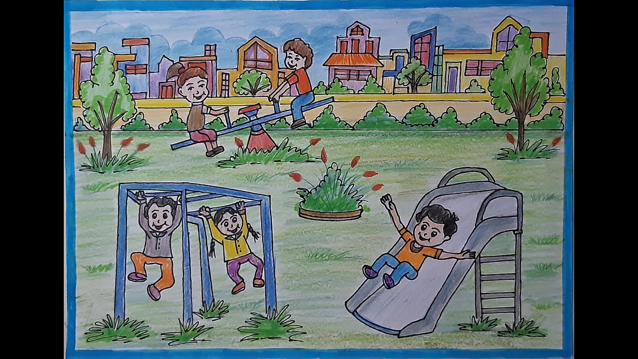 Hand Drawn Illustration Playground Kidsparkline Drawingchildren Stock  Vector (Royalty Free) 1449318716 | Shutterstock
