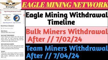 Eagle Mining Network Withdrawal/ Catapult Token & Egon Token Withdrawal Process/ Bulk & Team Miners