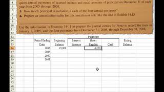 Installment note and journal entries, E14-11 and E14-12