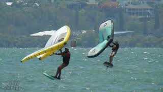 Wellington Point Qld Wingfoiling Windfoiling Sailboarding high tide chop with wind swell.