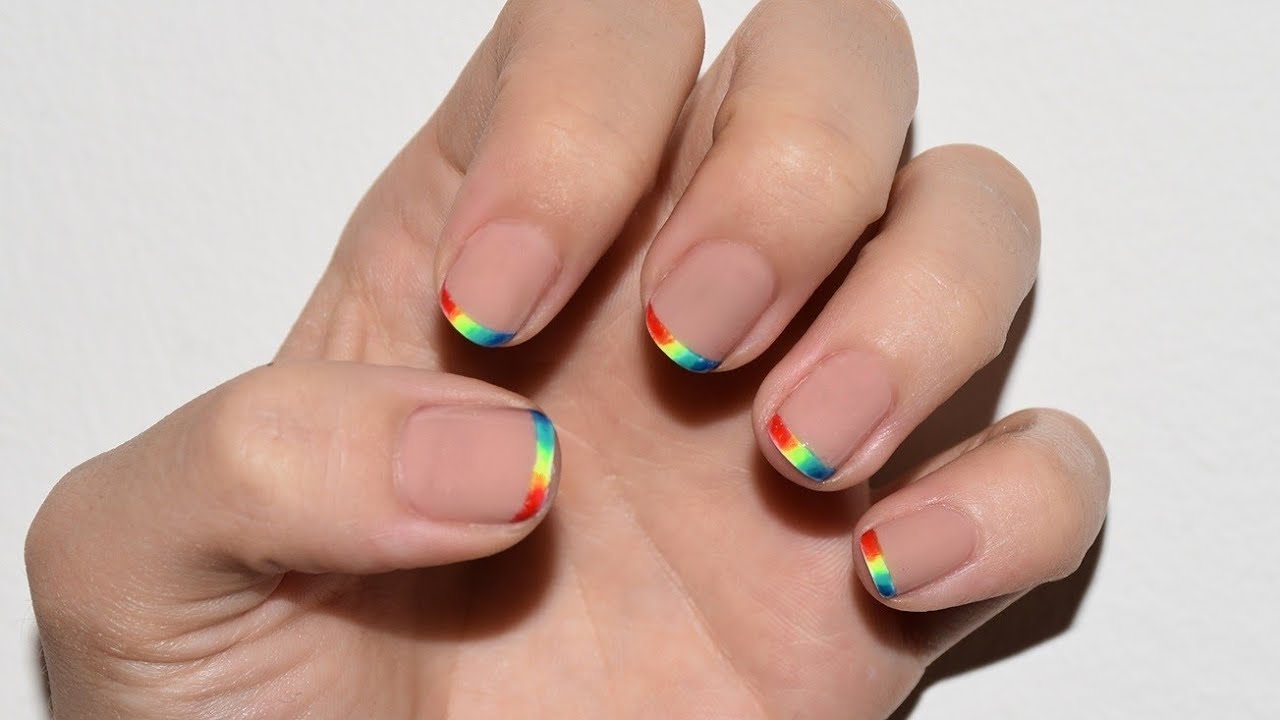 9. Glitter Gradient Rainbow French Tips - wide 10