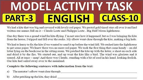 Model Activity Task Class 10 English Part 3 | English model Activity Task | Part 3 Answer | WBBSE