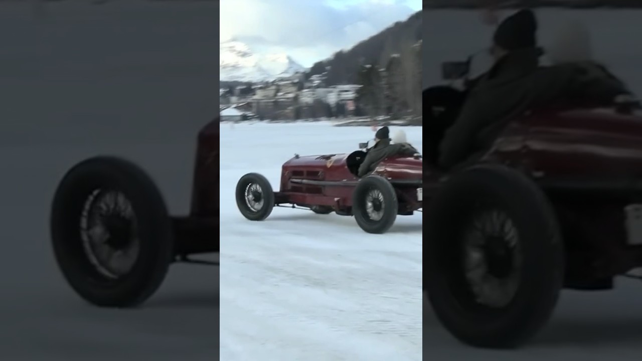 Gutsy Woman Drives Multi-Million "Scuderia Ferrari" Prewar Racer onto the Ice