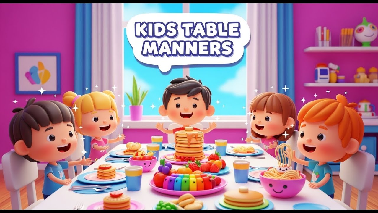 Table Manners Song 🍽️ | Good Manners for Kids | Fun 3D Nursery Rhyme ...