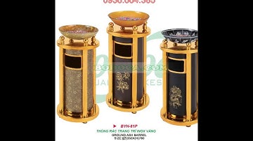 Thùng rác inox gắn đá hoa cương có gạt tàn - Thiết Bị Miền Nam