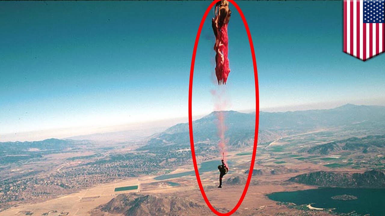 Double parachute fail video Skydiver survives terrifying skydiving