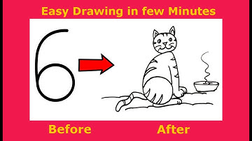 How To Draw Cat Using Number "6" | kids Easy Art | Numbers drawing- Creator Work Space.