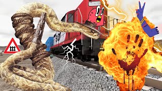 Anaconda vs train. BeamNG Drive. Funny video. Cartoon #vfxicecream#funtooztv#