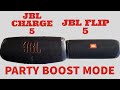 Jbl charge 5  jbl flip 5 playing together on party boost mode mountain bike speakers