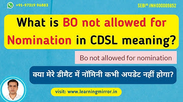 What is BO not allowed for nomination in CDSL | CDSL online nominee showing BO not allowed meaning