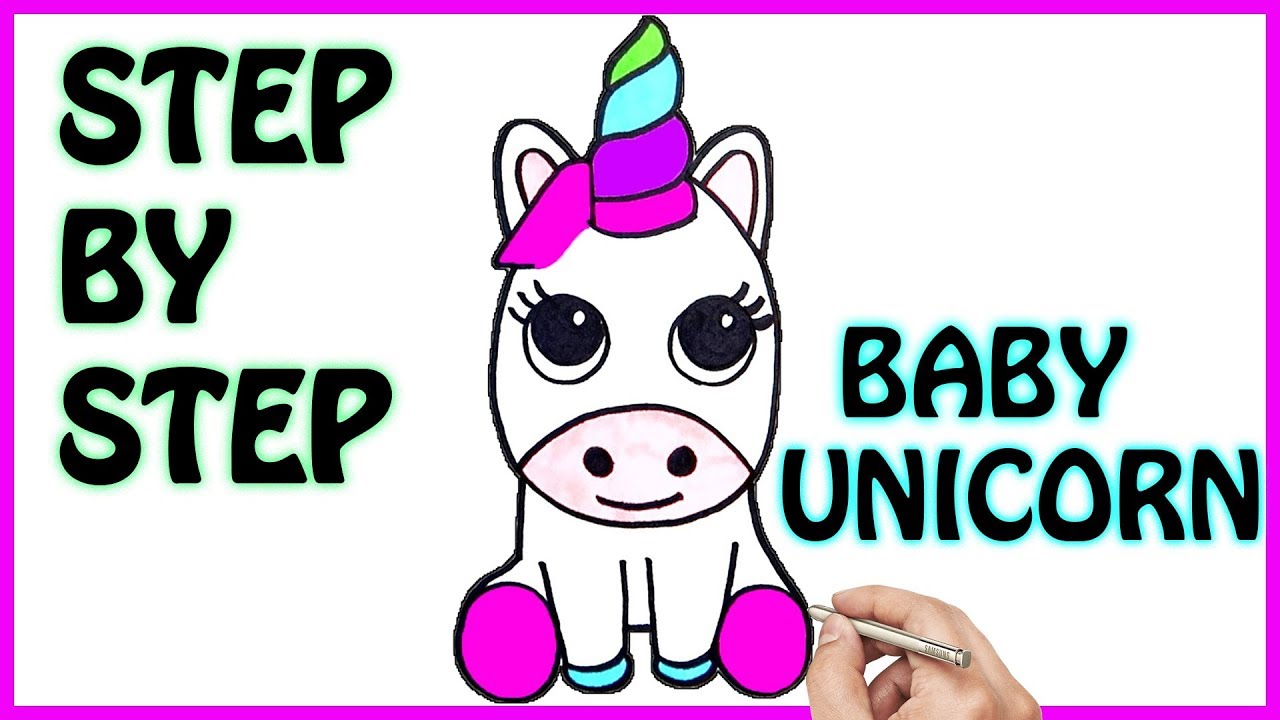 HOW TO DRAW  CUTE  BABY UNICORN  EASY STEP BY STEP COLORING  