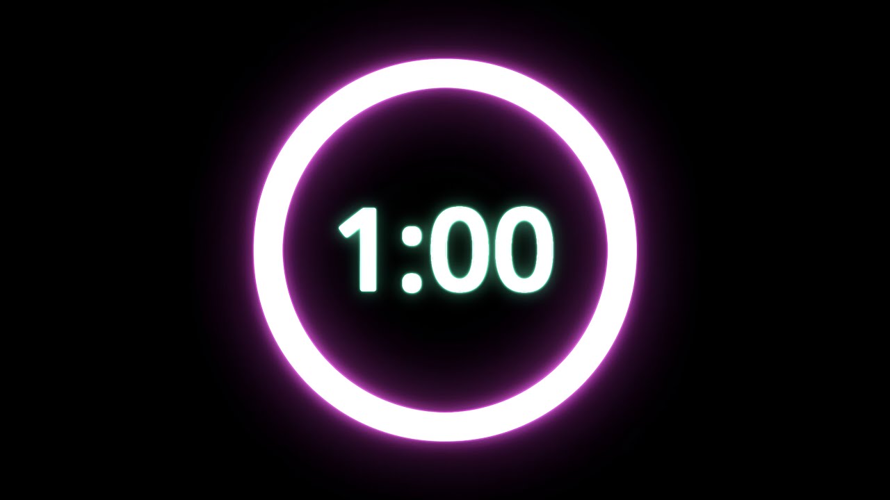 1 Minute Timer - Neon Circular Progress Bar - YouTube