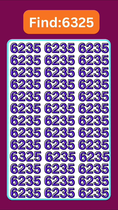 𝗖𝗮𝗻 𝘆𝗼𝘂 𝗳𝗶𝗻𝗱 𝗼𝗱𝗱 𝗻𝘂𝗺𝗯𝗲𝗿 [𝟲𝟯𝟮𝟱] with in 8 second?/#opticalillussion #maths #shorts #quiz