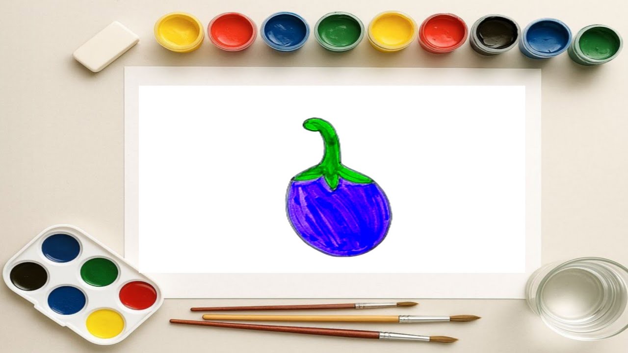 Easy Brinjal (Eggplant) Drawing  🍆 |#brinjal#easydrawing #howtodraw #trrending 