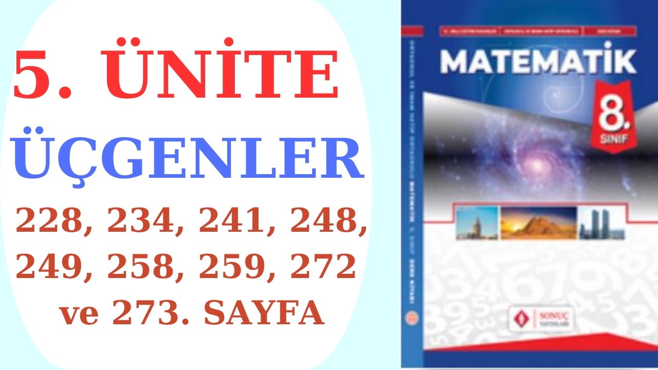8.SINIF MATEMATİK DERS KİTABI SONUÇ YAYINLARI 5. ÜNİTE ÜÇGENLER