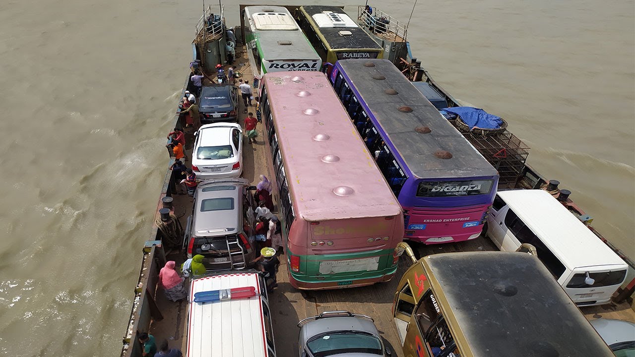 Largest Ferry service at Paturia & Doulatdia Launch Ferry Terminal in Bangladesh