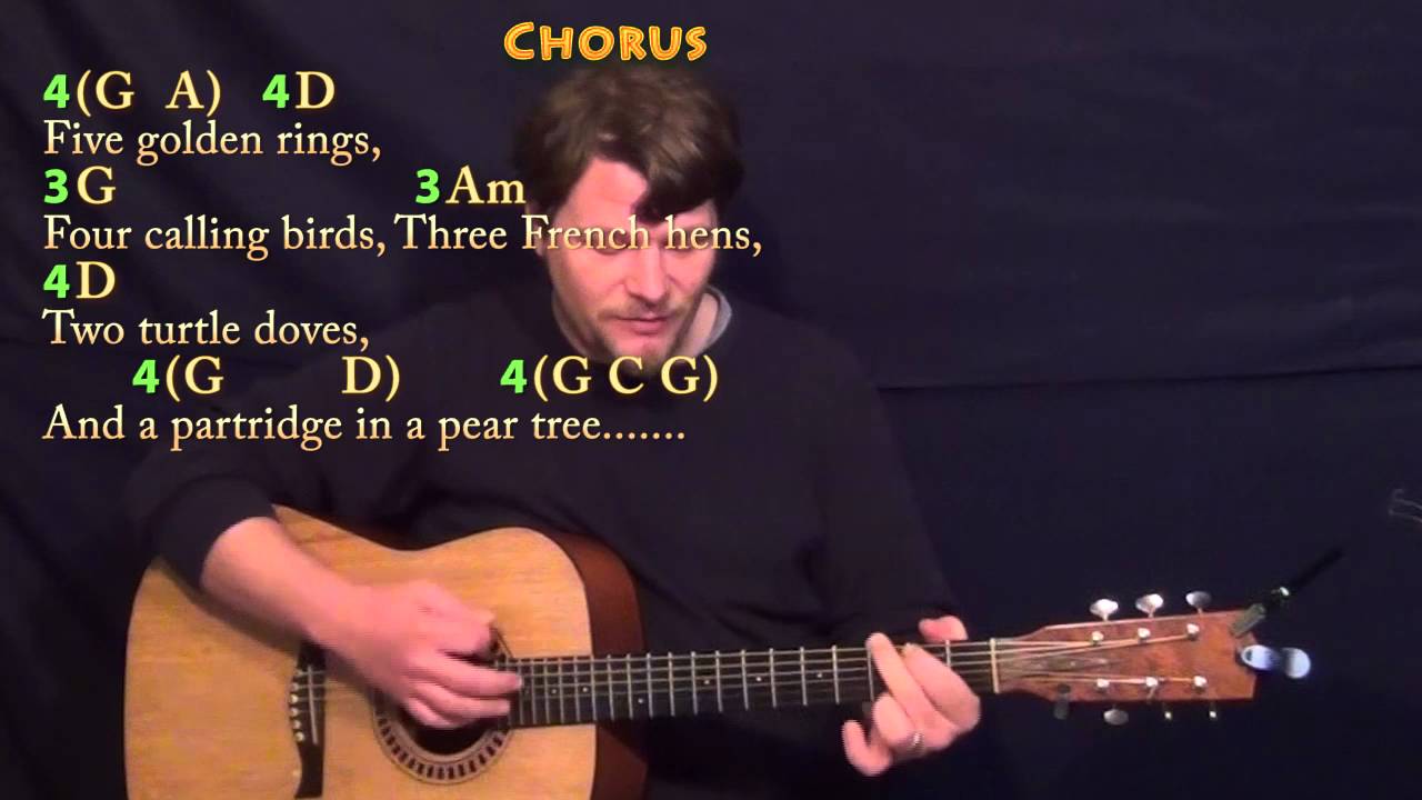 The 12 Days of Christmas - Strum Guitar Cover Lesson in G with Chords/Lyrics