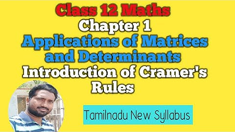12th Maths | Chapter 1 | Introduction of Cramer