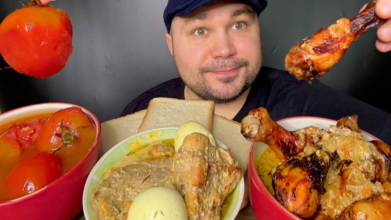 Juicy Chicken in Sauce & Creamy Rabbit ASMR | Marinated Tomatoes Mukbang