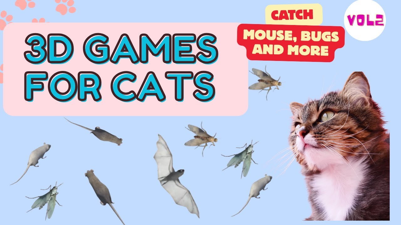 Cat TV | 3D Games for Cats, Catching Mice, Bugs..| No Ads 4K
