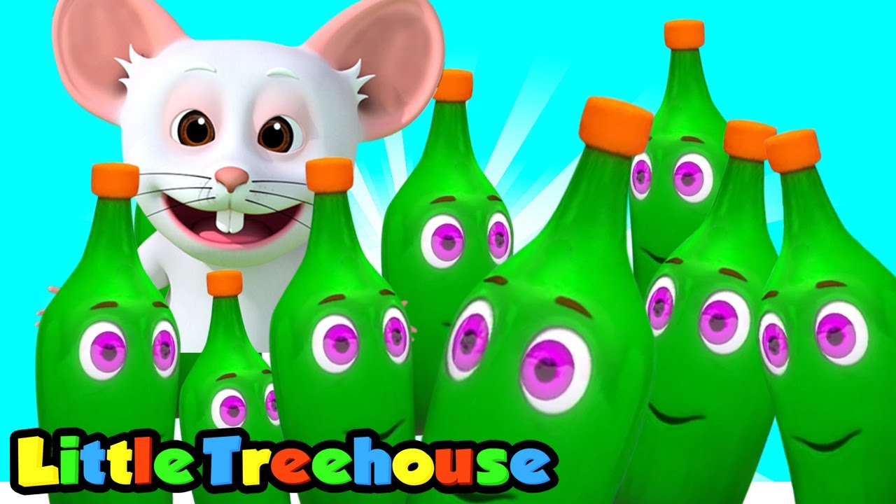 ⁣десять зеленых бутылок | детские стишки | потешки | Little Treehouse Russia | мультфильмы для детей