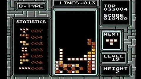 NES Tetris Level 19 Height 2