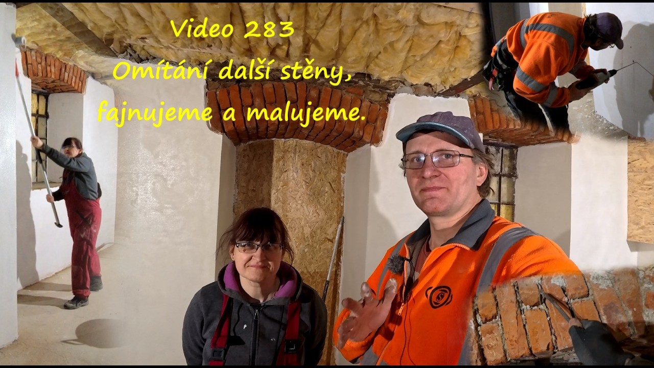 Video 283 Omítání další stěny, fajnujeme a malujeme.