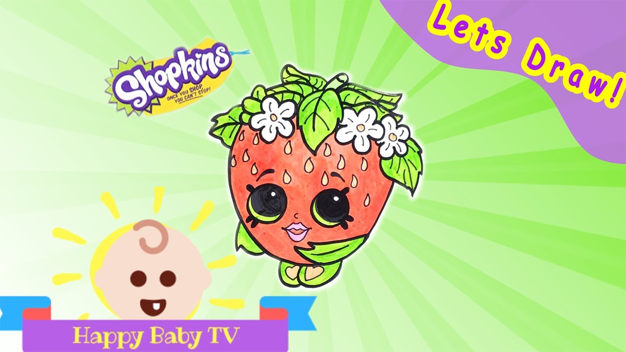Shopkins Strawberry Kiss Drawing and Coloring for Kids