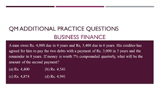 20 QMT additional Practice Question Finance Mutiple comparison dates