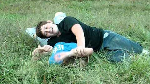 Myself and Caulder Wrestling.