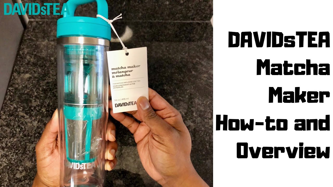 NEW DAVIDsTEA The Matcha Maker TEAL 14 oz Travel Mug Frother Tea Infuser  Tumbler