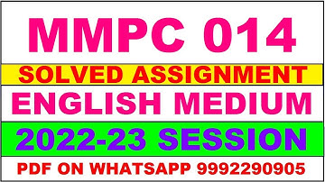 mmpc 14 solved assignment 2023 | mmpc 14 solved assignment in english 2022-2023 | mmpc 14 2023