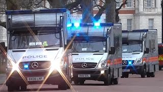Metropolitan Police x3 Public Order Vans Responding during a large protest