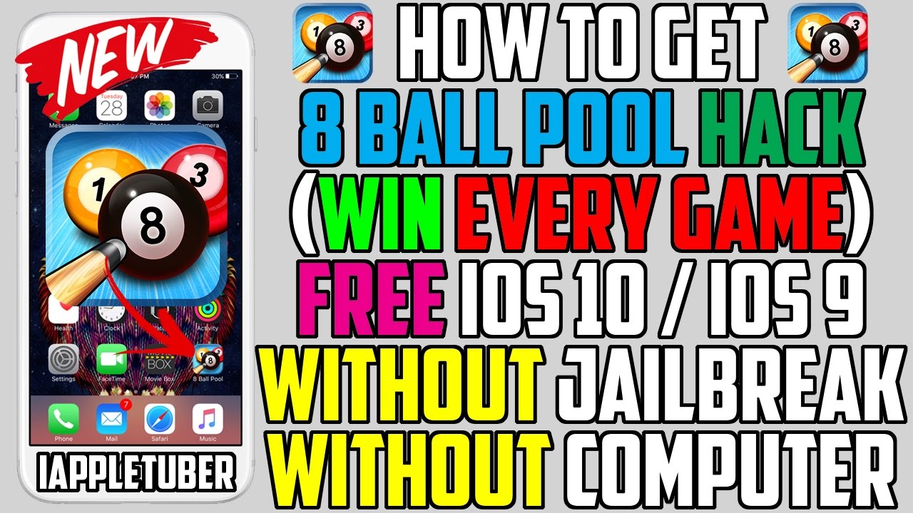 Get 8 Ball Pool Hack FREE iOS 10 - 10.3 / 9 (NO Jailbreak NO Computer) -  Unlimited Guidelines!! - 