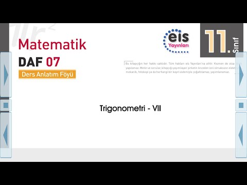 11. Sınıf Matematik EİS DAF 7. Föy TRİGONOMETRİ Konu Anlatımı tekrar