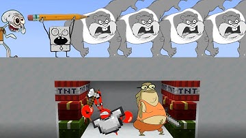 🦀Mr Krabs, Bubble Bass VS 𔓘DoodleBob, Insane Squidward | 2 Speedrunners  VS 2 Hunters