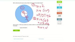 IXL | Area between two shapes of a circle