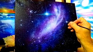 Step-by-step acrylic galaxy painting by " core color art"