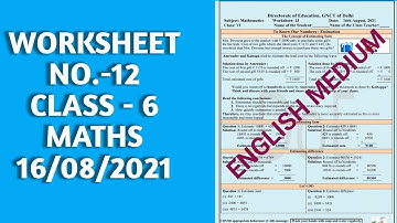 Class 6 maths worksheet no 13(16/8/21) English medium || maths worksheet no 13 class 6 || solution