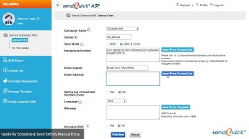 1. SendQuick ASP - Schedule & Send SMS by Manual Entry