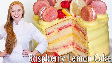 The BEST Raspberry Lemon Cake Recipe!! With Raspberry Lemon Macarons!!