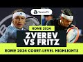 Alexander zverev vs taylor fritz courtlevel highlights  rome quarterfinal 2024